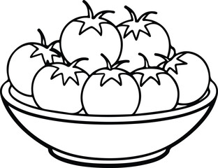 Tomato in bowl art design, Tomatoes in bowl vector design