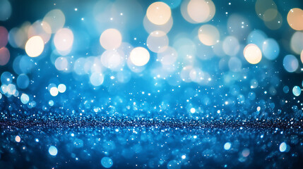 Obraz premium Blue Glitter Sparkle Background with Bokeh Lights for Elegant, Festive & Luxury Designs, Luxury branding & promotional designs, Event invitations & celebration cards