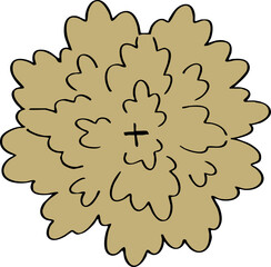 decoration hand drawn cartoon top view of tree illustration for landscape and architecture design.