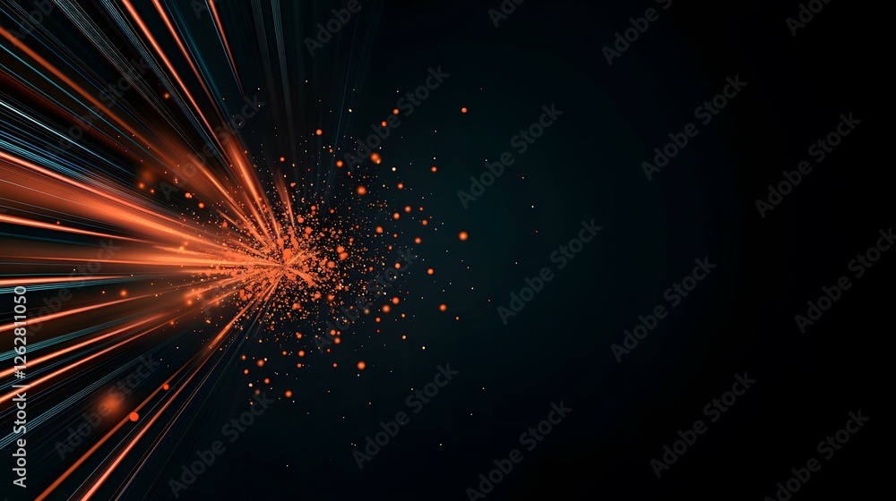 Poster the image shows an abstract representation of light streaks and particles, radiating outwards from a