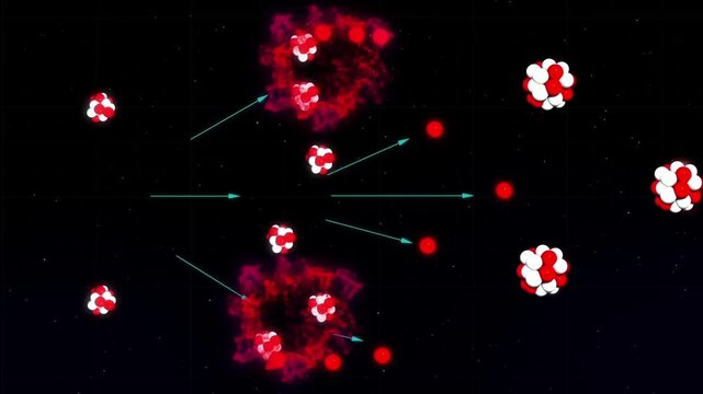 Fission reaction of Uranium U235 inside a Nuclear reactor under controlled environment