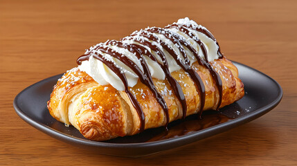 Delicious Pastry with Cream and Chocolate