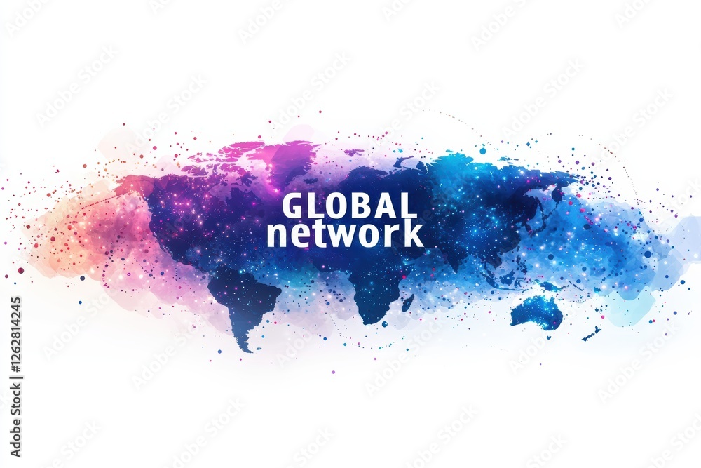 Aufkleber visual representation of a global network concept with vibrant colors and abstract design