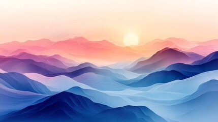 Obraz premium Beautiful mountain range with rising sun and pastel colors