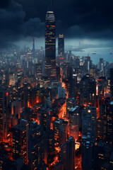 Obraz premium Digital night cityscape design illustration abstract graphic poster background