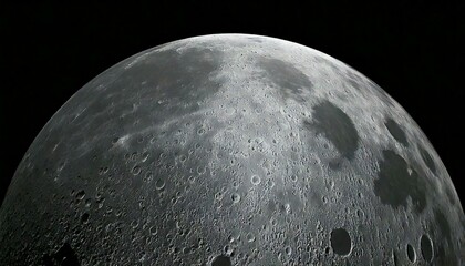 Naklejka premium Close up view of a moon high resolution 3d rendering illustration; photo realistic, hyper detailed,