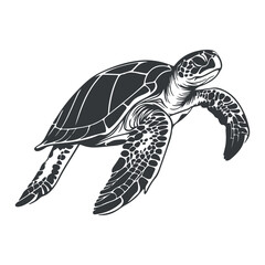 Fototapeta premium Sea turtle silhouette vector illustration