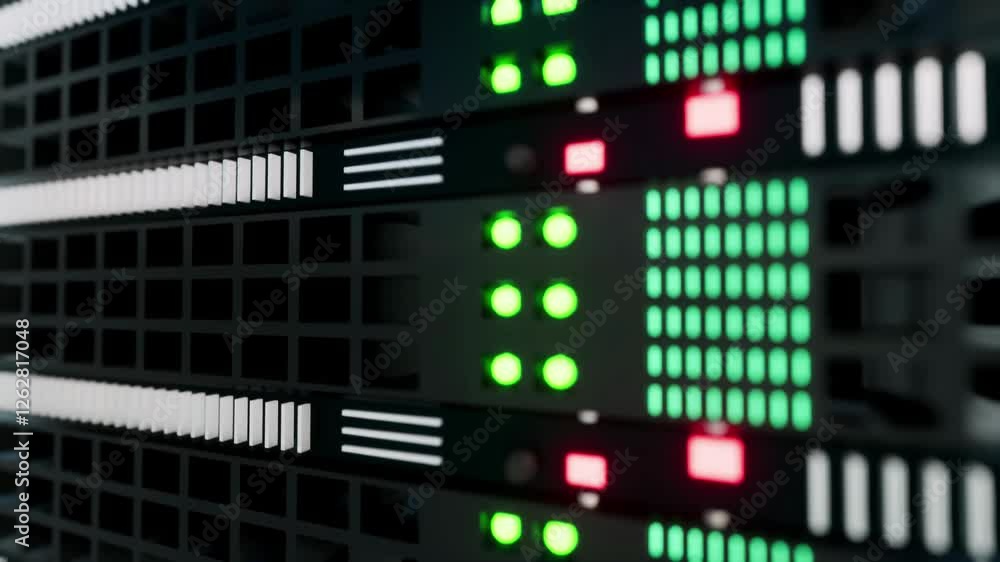 Wall mural light from data center server racks cabinets. network security server room internet on work concept