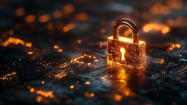 Illuminated Electronic Lock on Circuit Board Close-Up Image