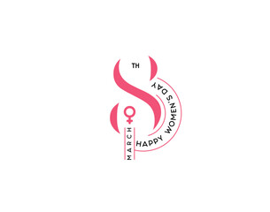 Happy Women's Day Stylish Typography Text. 8 march Vector Illustration