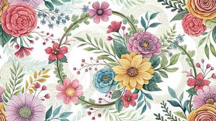 Low Light Watercolor Floral Circle Backdrop - Photography Stock Image