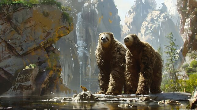 The Giant Ground Sloth was a massive, slow-moving herbivore that roamed the Americas during the Ice Age. Weighing up to four tons, it had powerful claws for defense and reaching vegetation.







