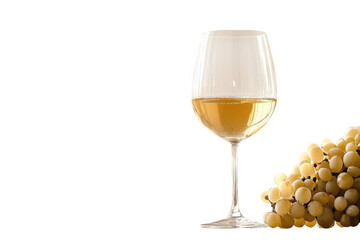 Elegant Glass of Chilled White Wine Isolated on Transparent Background