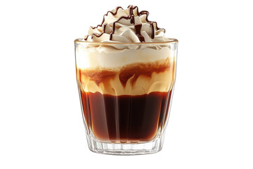 Classic Glass of Iced Coffee with Milk Isolated on Transparent Background