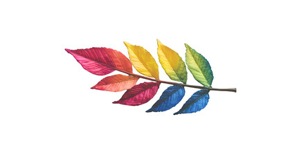 Fototapeta premium a branch with colorful feathers on a transparent background, PNG image, PNG file, Generative art.