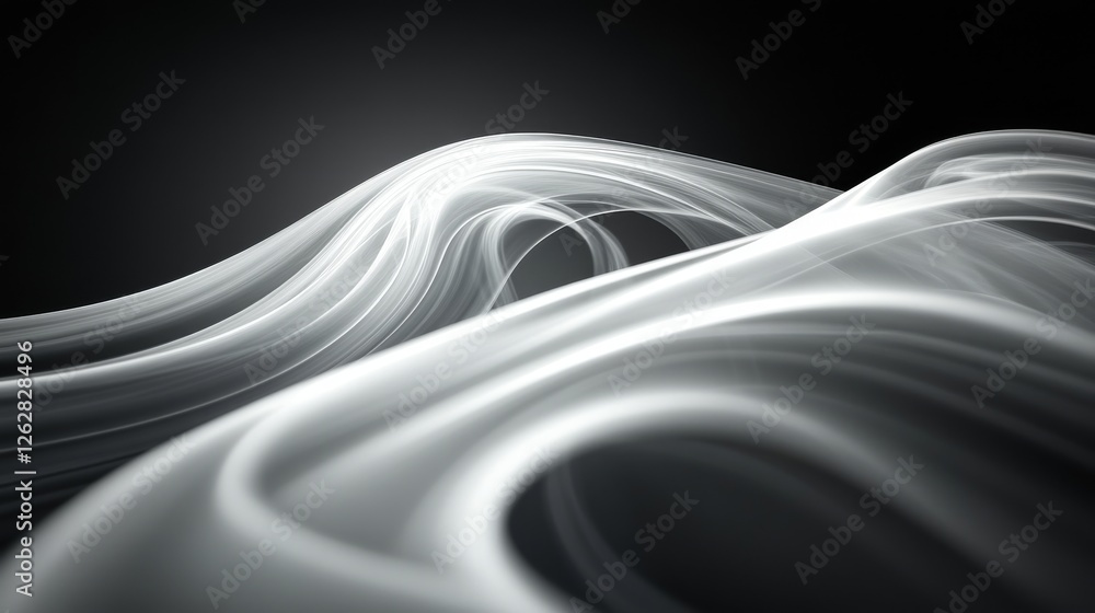 Poster abstract waves flow with luminous highlights against a dark backdrop