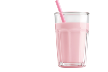 Glass of Strawberry Milk Realistic Image Isolated on Transparent Background