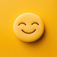Fototapeta premium Cheerful Yellow Emoji Face On Bright Background