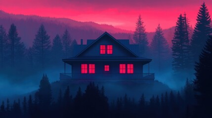 Fototapeta premium Artistic Visualization of a Dream Home in Serene Landscape