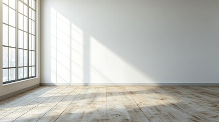 Empty Room with Sunlight and Wooden Floor