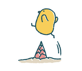 ゆるいひよこはたけのこをまたぐ