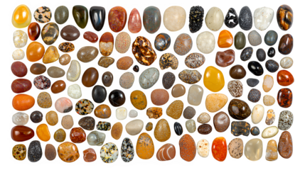 a collection of colorful rocks of various shapes and colors PNG image, PNG file, Generative art.