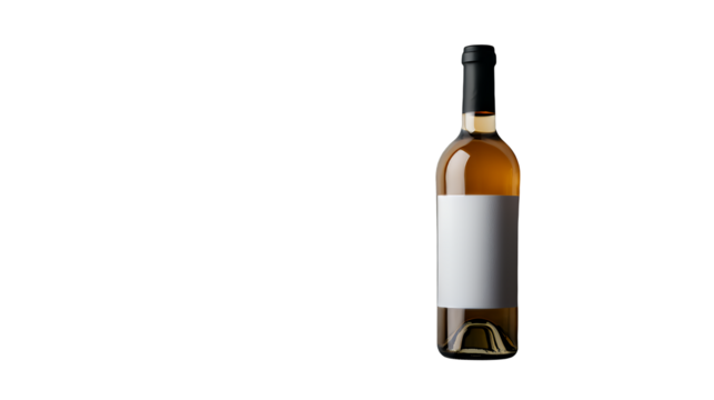 a bottle of wine with a blank label on a transparent background, PNG image, PNG file, Generative art. - Powered by Adobe