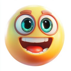 Smiling 3D Emoji Face With Teal Eyes And Glasses