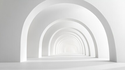 Abstract architecture background, futuristic white arched interior