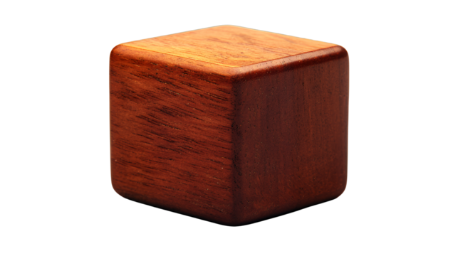 a cube made of wood on a transparent background, PNG image, PNG file, Generative art.