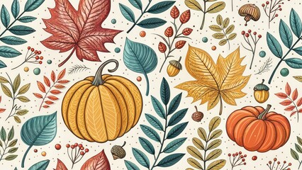 Stylish Fall Doodle Graffiti Landscape Photography, Autumn Leaf Texture, Artistic Nature Scene