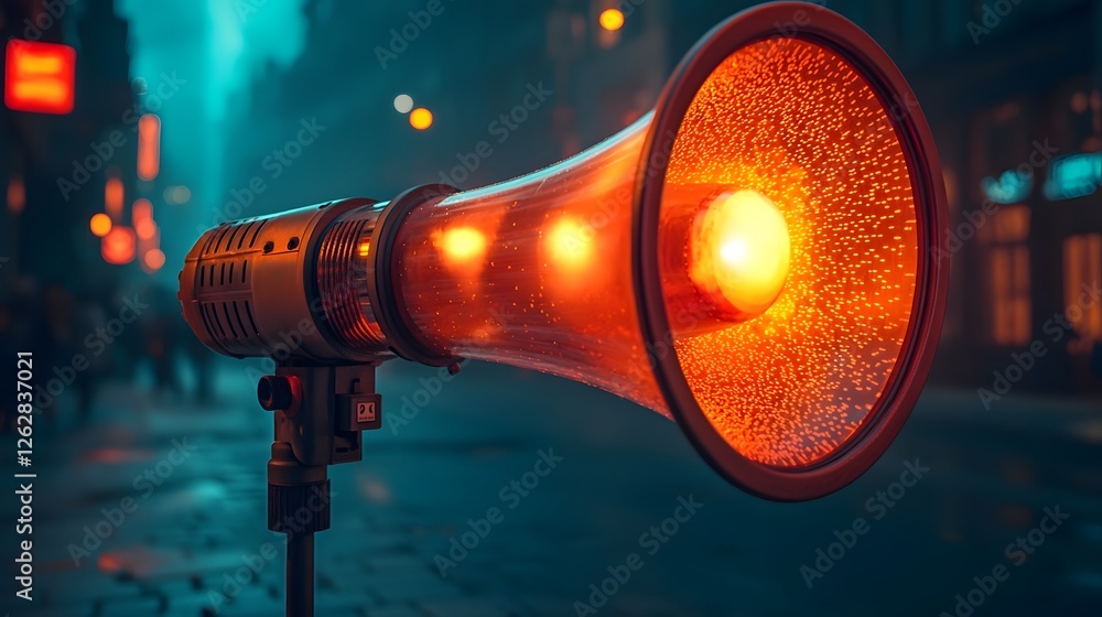 Aufkleber vibrant megaphone projecting glowing orbs amplifying unique voices and messages