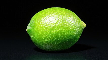 Ripe lime on black background, studio shot, food photography, recipe illustration