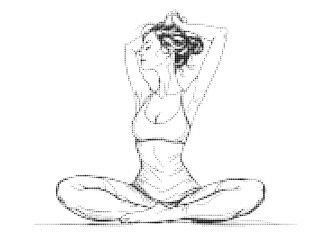 Woman Practicing Yoga in Halftone Art Style