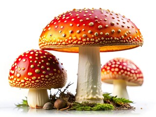 Two delectable mushrooms, isolated on white, perfect for culinary stock photography.