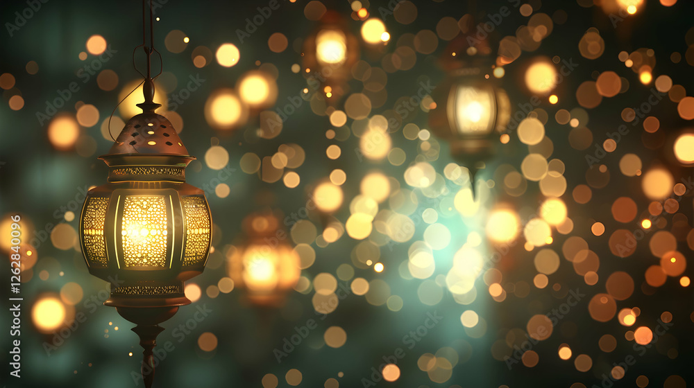 Aufkleber ethereal lanterns illuminate a festive scene with shimmering bokeh lights in the background