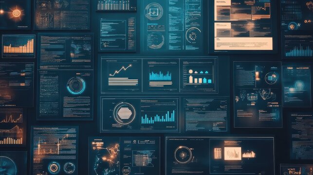 Corporate Data Privacy Flat Lay Composition with Various Graphs