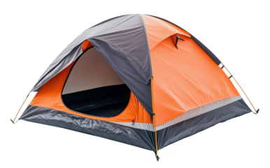 Single camping tent, isolated on transparent background, showing detailed texture and vibrant color