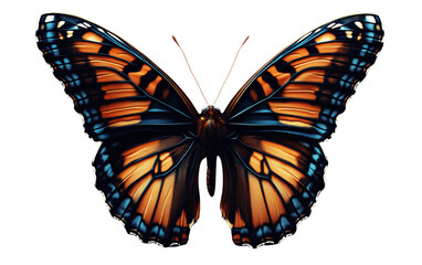 Fototapeta premium Stunning butterfly with iridescent blue and brown wings, top-down view