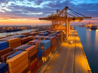 industrial port with containers