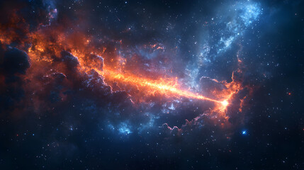 Fototapeta premium Celestial Journey: A Meteorite's Dazzling Passage Through the Night Sky Unveils Cosmic Mysteries and Stellar Wonders