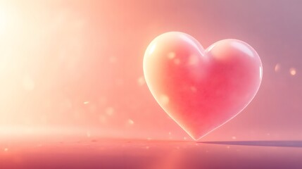 Soft Pink Heart with Shimmering Glow on a Gentle Background