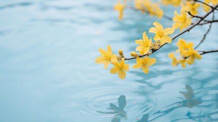 Delicate Yellow Flowers On Water Surface