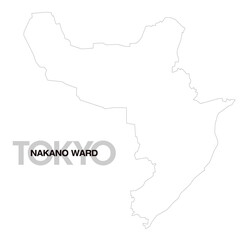 Fototapeta premium 東京都中野区の白地図