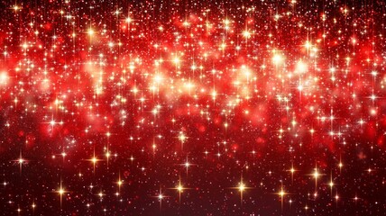 Obraz premium Red Starry Glitter Background, Festive Sparkle Texture