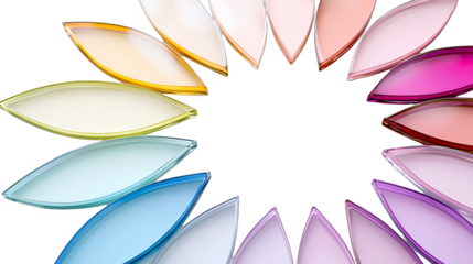 a circle of colorful flowers in different colors on a transparent background, PNG image, PNG file, Generative art.
