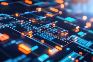 Abstract digital interface with glowing data patterns