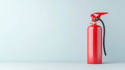 Fototapeta premium Red Fire Extinguisher Isolated on a Light Background for Safety and Emergency Preparedness Concepts