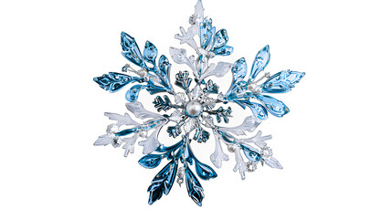a snowflake brooch with white diamonds and blue sapphires PNG image, PNG file, Generative art.