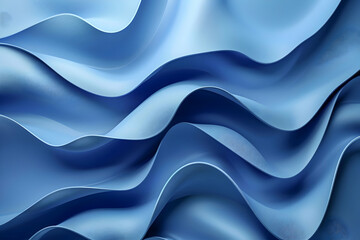 Obraz premium Flowing blue fabric waves creating a serene and calming background for design projects